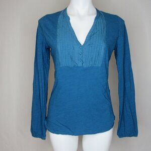 Lucky Brand Blue Long Sleeve Henley Knit Top Women's M Medium